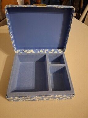 Vintage Avon  Fabric Blue Floral Jewelry Organizer Box